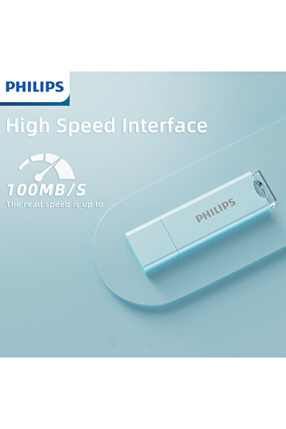 Philips ذاكرة فلاش USB 2.0 سعة 8 جيجابايت، لون أزرق فاتح، متوفرة بسعات 8 و16 ...