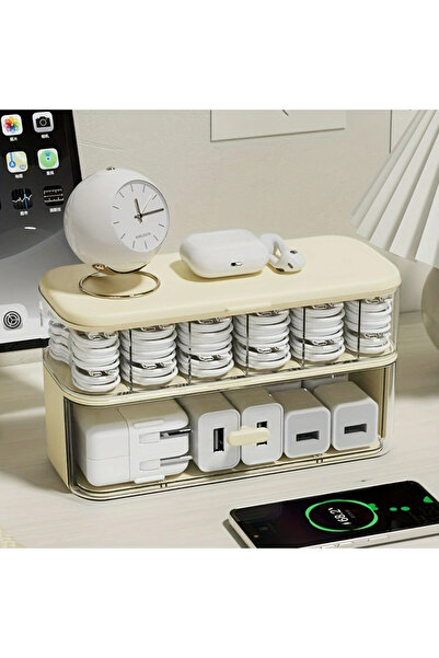 Choice صندوق تخزين منظم الكابلات باللون الأصفر مع 14 رابطًا سلكيًا، صندوق إدا...