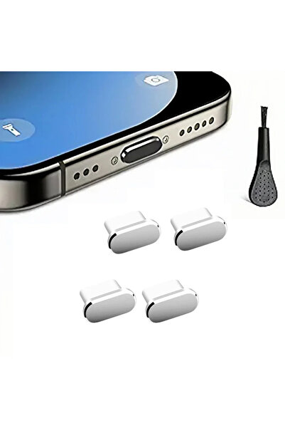 Choice سدادة غبار فضية USB C مع فرشاة تنظيف غطاء مقاوم للغبار لمنفذ شحن USB-C