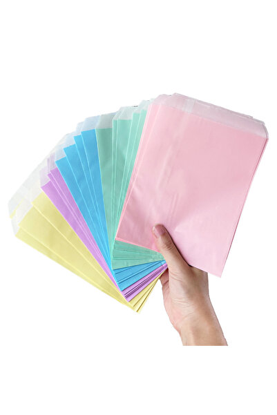 Choice أكياس هدايا ورقية ملونة 13 × 18 سم بخمسة ألوان قوس قزح - 25 قطعة أكياس...