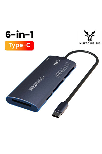 Choice قارئ بطاقات متعدد الوظائف 6 في 1 من النوع C، محول نقل بيانات عالي السر...