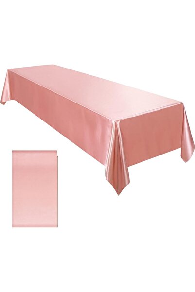 Choice مفرش طاولة مستطيل من الساتان باللون الذهبي الوردي، مقاس 57 × 102 بوصة، غطاء طاولة ناعم كالحرير بلون سادة لغرفة الطعام