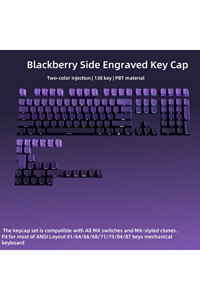 Choice Purple(opp bag) 133 Keys Double Shot Shine Through Keycaps Strawberry Pink Side Print PBT Keycaps Ch