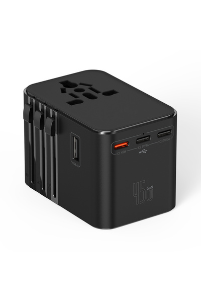 Choice قابس عالمي PD 45 وات محول شحن عالمي للسفر مع 4 منافذ تيار متردد، 2 منف...