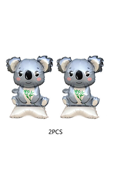 Choice Other 2PCS gray red panda 3/2PCS Jungle Animal Foil Balloons with Stand - Koala Elephant Fox for Bir