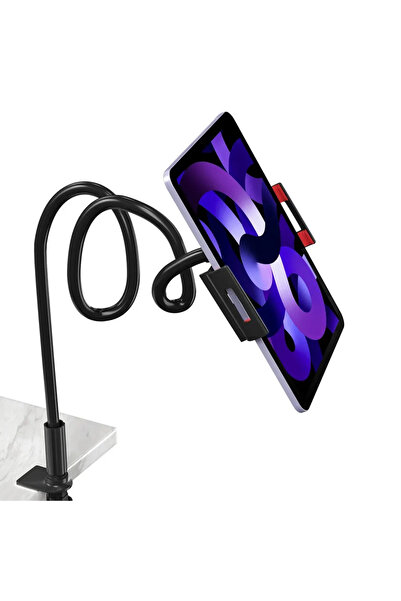 Choice Black 360 Degree Adjustable Lazy Bed Gooseneck Phone Tablet Stand Flexible Arm Mount Clip For iPad i
