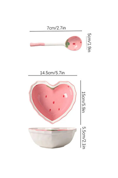 Choice 2pc Spoon Bowl 3pcs Strawberry Bowl Spoon Plate set beautiful girl hea...