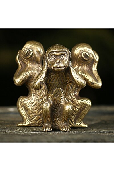 Choice تمثال برونزي عتيق من النحاس الصلب على شكل ثلاثة قرود، إكسسوارات ديكور ...