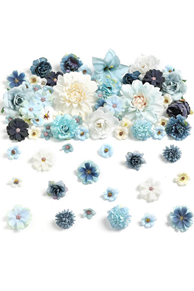 Choice 20 زهرة اصطناعية زرقاء، طول كل منها 4 سم، زهور داليا وورد اصطناعية زرق...