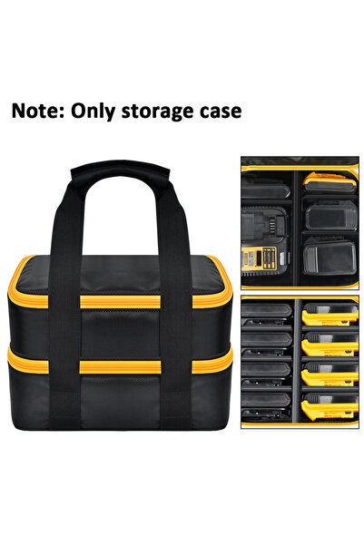 Choice حقيبة تخزين بطاريات سوداء مزدوجة الطبقات لبطاريات وشواحن ديوالت - حقيب...