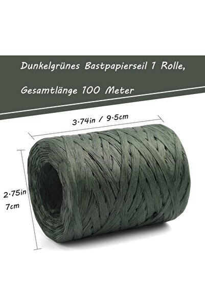 Choice Dark green 100 m Raffia Ribbons Raffia Paper Cord Natural Raffia Rope ...