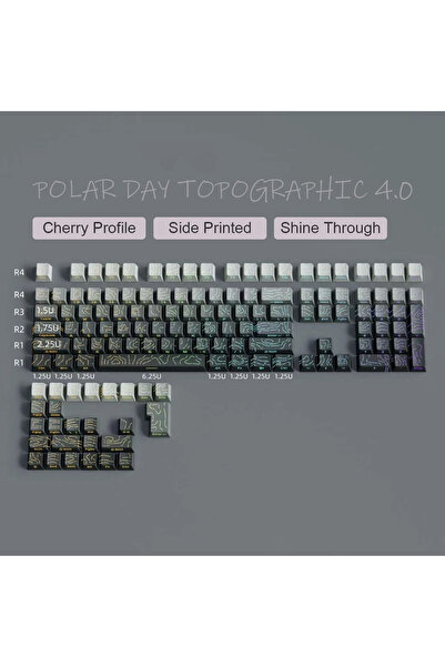 Choice 134keys Polar Day Purple Topographic Side Print Shine Through Keycap 130 Key Cherry Profile Double S