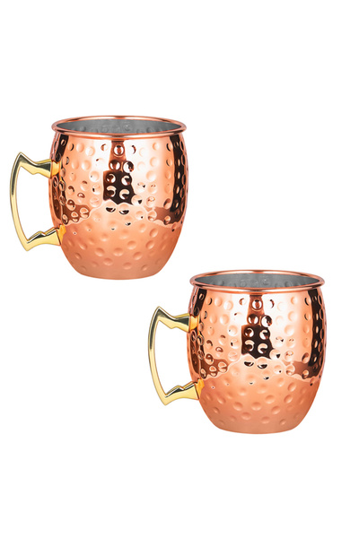 Choice كوبان نحاسيان من الفولاذ المقاوم للصدأ من موسكو ميول، سعة 500 مل، كوب بيرة معدني مضاد للسقوط، مطلي بالنحاس ومطروق