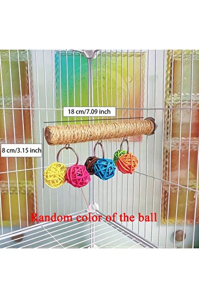 Choice Multicolore Parrot Chew Play Toy Natural Hemp Perch with Colorful Ratt...