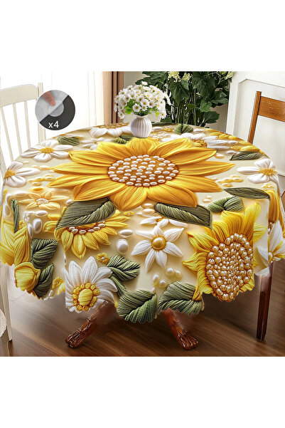 Choice Round (152)Cm H150 1 Creative 3D Stereo Flower Print Tablecloth, Brigh...