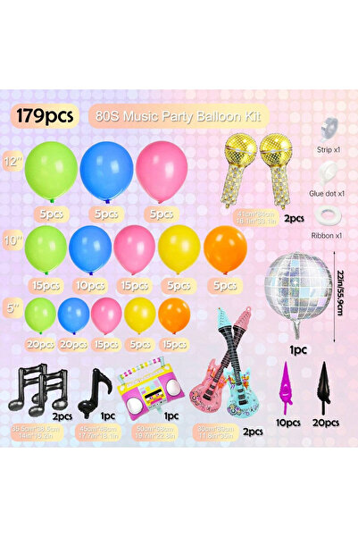 Choice مجموعة أخرى من 179 قطعة من قوس البالونات بطابع موسيقى الثمانينيات، ومي...