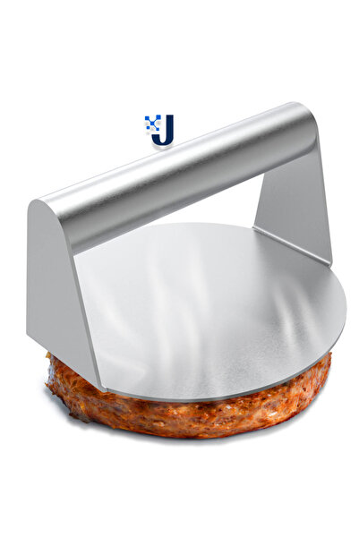 Choice مكبس برجر دائري فضي من الفولاذ المقاوم للصدأ قطعة واحدة مع هرس لحم دائري من دروبشيبينغ