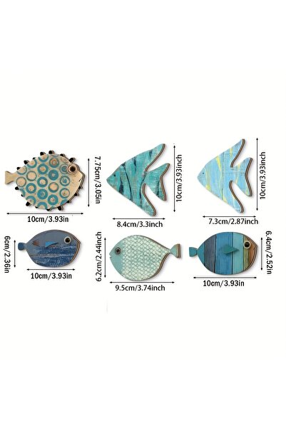 Choice مجموعة واحدة من 6 قطع من قواعد الأكواب الخشبية على شكل سمكة ثنائية الأ...