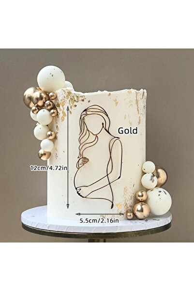 Choice15 1pc E Gold Mother-to-be Birthday Cake Topper Beautiful Lines Pregnan...
