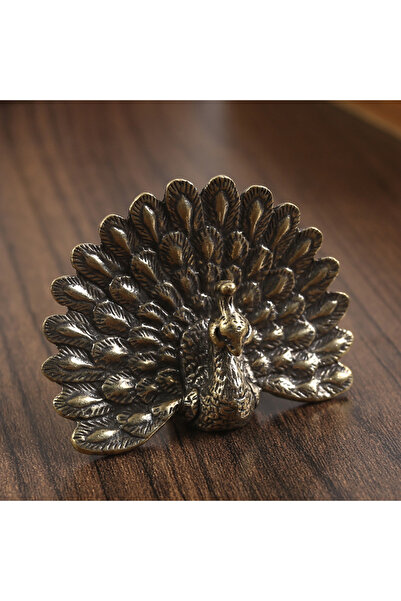 Choice KQKP-1PCS تمثال نحاسي على شكل طاووس ينشر حجابه، زخرفة سطح المكتب، تماث...