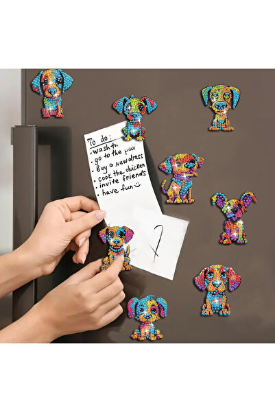 Choice BXT036 8 / مجموعة DIY ثلاجة طقم الرسم الماسي جرو ملون طباعة فن الماس ا...