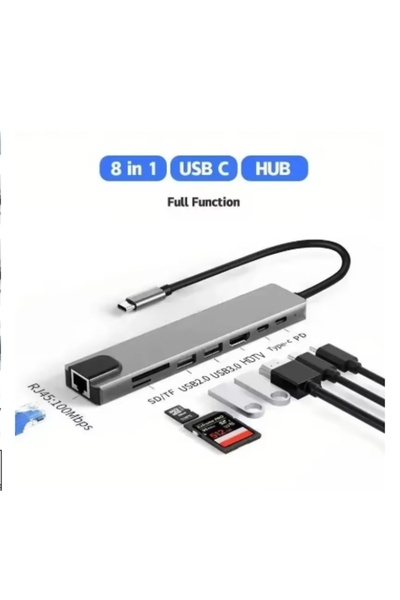 Choice 8 في 1 مع RJ45 3 في 1 موزع USB من USB C إلى HDMI متوافق مع موزع USB 3....