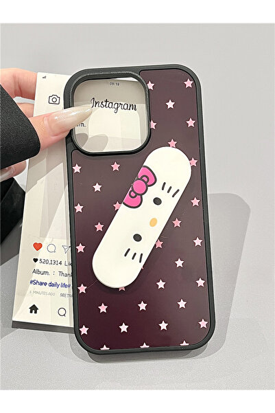 Miniso With Holder For iPhone 16Pro Band-Aid Stand Holder Cute Cartoon Sanrio Y2K Hello Kitty Stars Phone
