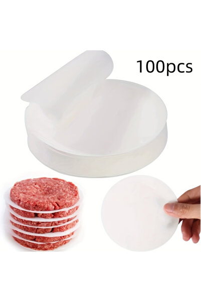 Choice 100 قطعة من ورق السيليكون الزيتي المستدير لشطائر الهامبرجر ورق نشاف الزيت أداة الشواء للفرن والخبز