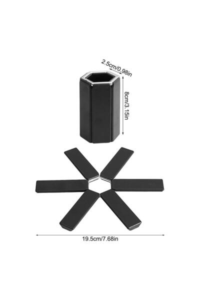 Choice 19.5x19.5x1 سم أسود حامل أواني المطبخ وسادة عزل قابلة للطي مفرش وعاء طبق مفرش طاولة قابل للطي