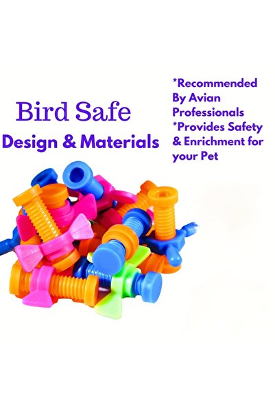 Choice ألعاب قفص الببغاء التفاعلية الملونة المكونة من 4 قطع - تصميم البراغي و...
