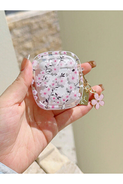 Choice حافظة سماعات AirPods 4 ذات قلادة على شكل زهرة وردية صغيرة وردية داكنة ...