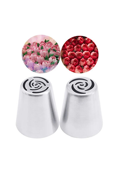 choice2 2pcs 1/2pcs Russian Icing Piping Nozzles Tulip Stainless Steel Flower...