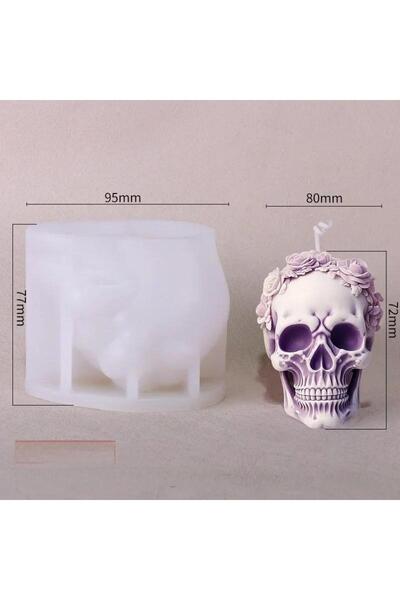 Choice1 A 3D Floral Skull Candle Mold Halloween Skull Decor Craft Plaster Res...
