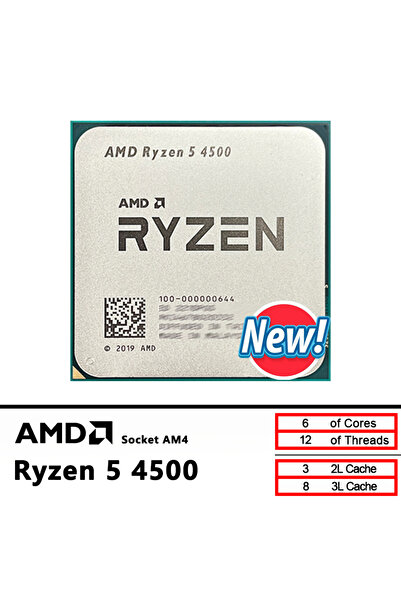 Amd New Ryzen 5 4500 R5 4500 3.6 GHz 6-Core 12-Thread CPU 7NM L3=8M 100-000000644 Socket AM4 but ...