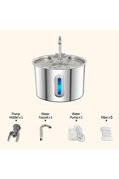 Choice نافورة مياه للقطط من الفولاذ المقاوم للصدأ سعة 2.2 لتر، مجموعة واحدة م...