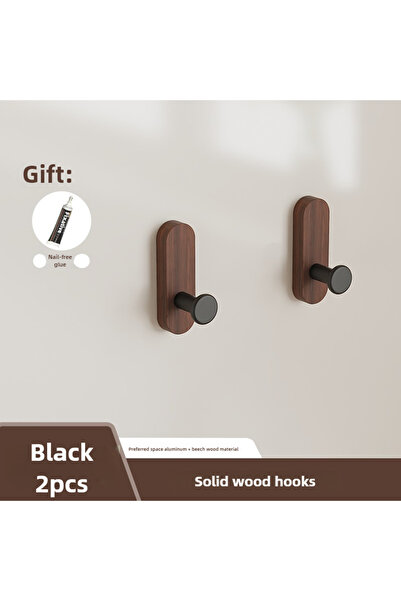 Choice خطافات خشبية من خشب الجوز النوردي، قطعتان باللون الأسود، قطعتان وخمس ق...