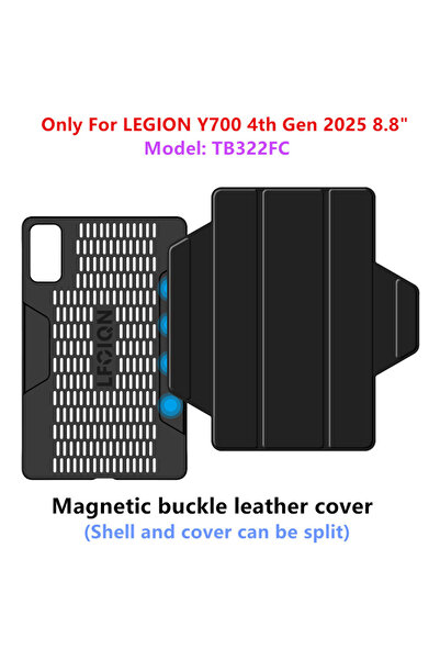 Choice جراب هواوي Y700 Gen 4 TB322FC المغناطيسي باللون الأسود لجهاز LEGION Y700 2025 الجيل الرابع 8.8 بوصة TB3