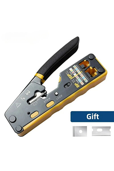 Kebidumei black RJ45 Crimp Tool Pass Through Ethernet Crimping Tool Wire Tool for Cat6 Cat5 Cat5e RJ45 Connect