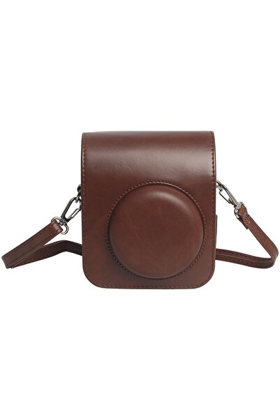 Choice حقيبة كاميرا من جلد البولي يوريثان باللون البني لكاميرا فوجي فيلم إنستاكس ميني 12 مع حزام كتف