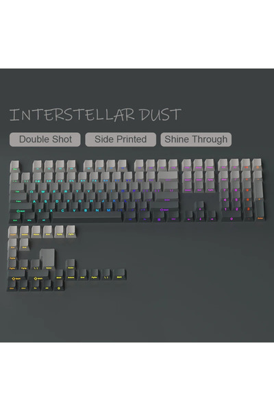 Choice أغطية مفاتيح PBT مطبوع من الجانب الأسود، مزدوجة الطلقات، أغطية مفاتيح بإضاءة خلفية RGB، رمادي متدرج، مفاتيح MX، لوحة مفاتيح
