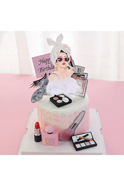 Choice 12pcs 12pcs Makeup Cake Topper, spa Birthday Party , Lipstick Perfume ...