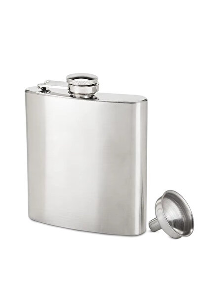 Choice قارورة الورك الفضية المصنوعة من الفولاذ المقاوم للصدأ سعة 6 أونصة مع ق...