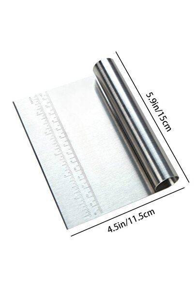 Choice Silver Bench Scraper Stainless Steel Dough Cutter Multipurpose Pastry ...