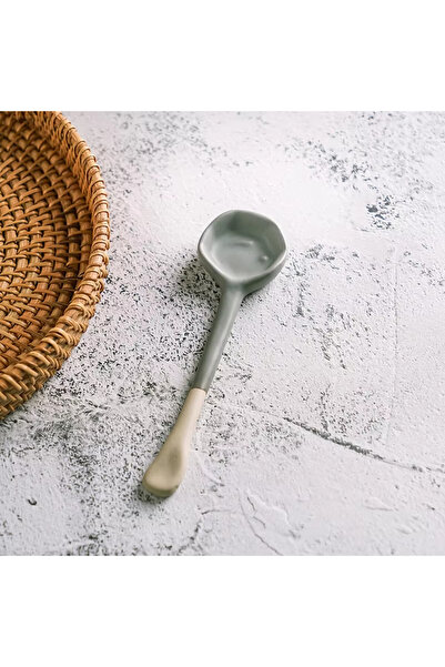 Choice ملعقة كبيرة من السيراميك الصيني الأخضر، ملاعق آسيوية يدوية الصنع بمقبض...