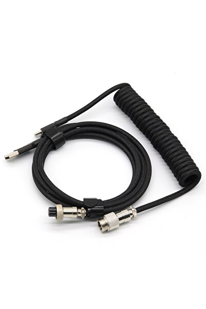 Choice سلك كابل ملفوف بلوحة مفاتيح ميكانيكية سوداء، منفذ USB من النوع C، كابل ملفوف بطياري، كمبيوتر مكتبي G