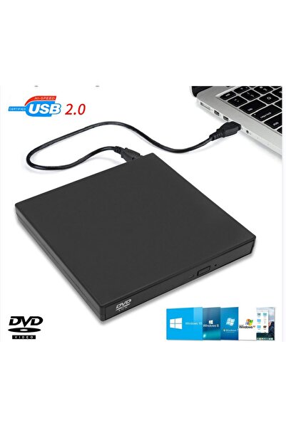 Choice محرك أقراص DVD RW خارجي رفيع أسود USB 2.0 وقارئ أقراص CD VCD وناسخ ومشغل أقراص ضوئية لأجهزة الكمبيوتر المحمولة