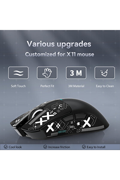 Choice X11 Black Sticker Gaming Mouse Sticker Non Slip Grip Tape Skate Handma...