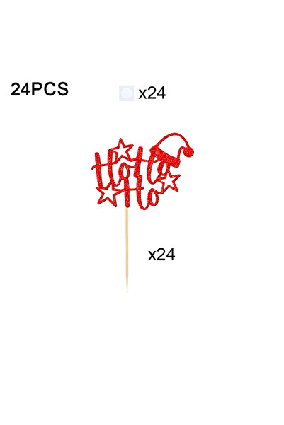 Choice1 YOMDID أحمر 24 قطعة من زينة كب كيك Ho Ho Ho اللامعة بموضوع عيد الميلا...