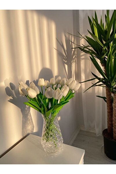 edalle 8 قطع من زهور التوليب الاصطناعية ذات الملمس الحقيقي، للعروس، مزهرية، ز...