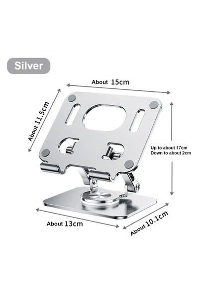 Choice silvre-381 360° Rotation Tablet Stand for iPad, Adjustable Foldable Tablet Holder,Aluminum Phone Sta